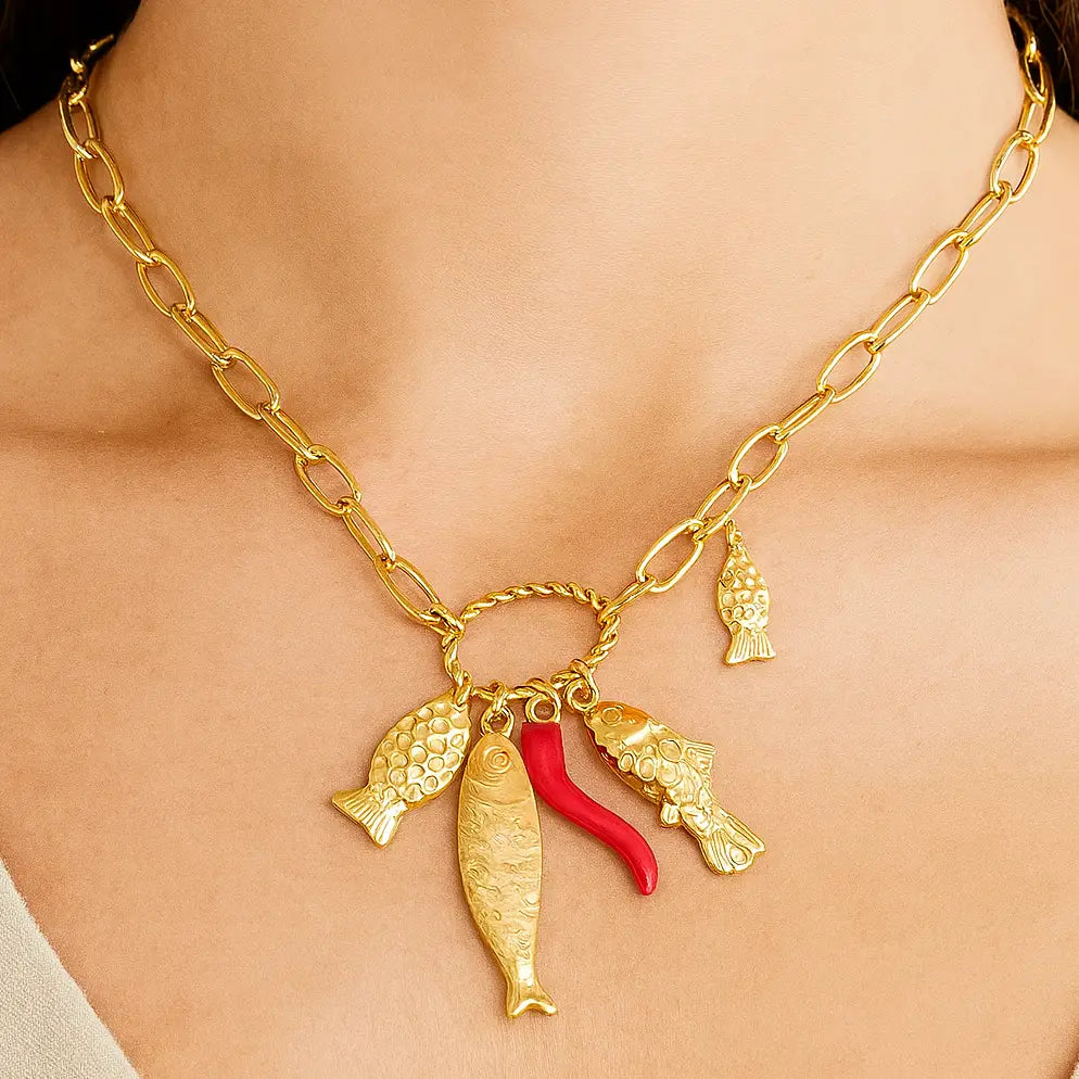The Liv Bella Vita Greta Sardine Fish Charm Necklace