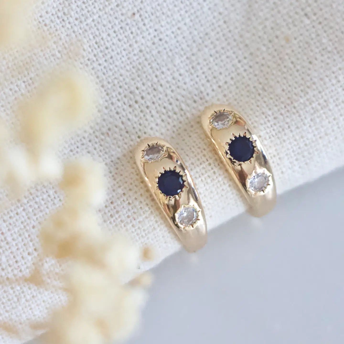 Find the Blue CZ Star Hoop Earrings by Mesa Blue at Harbour Thread.