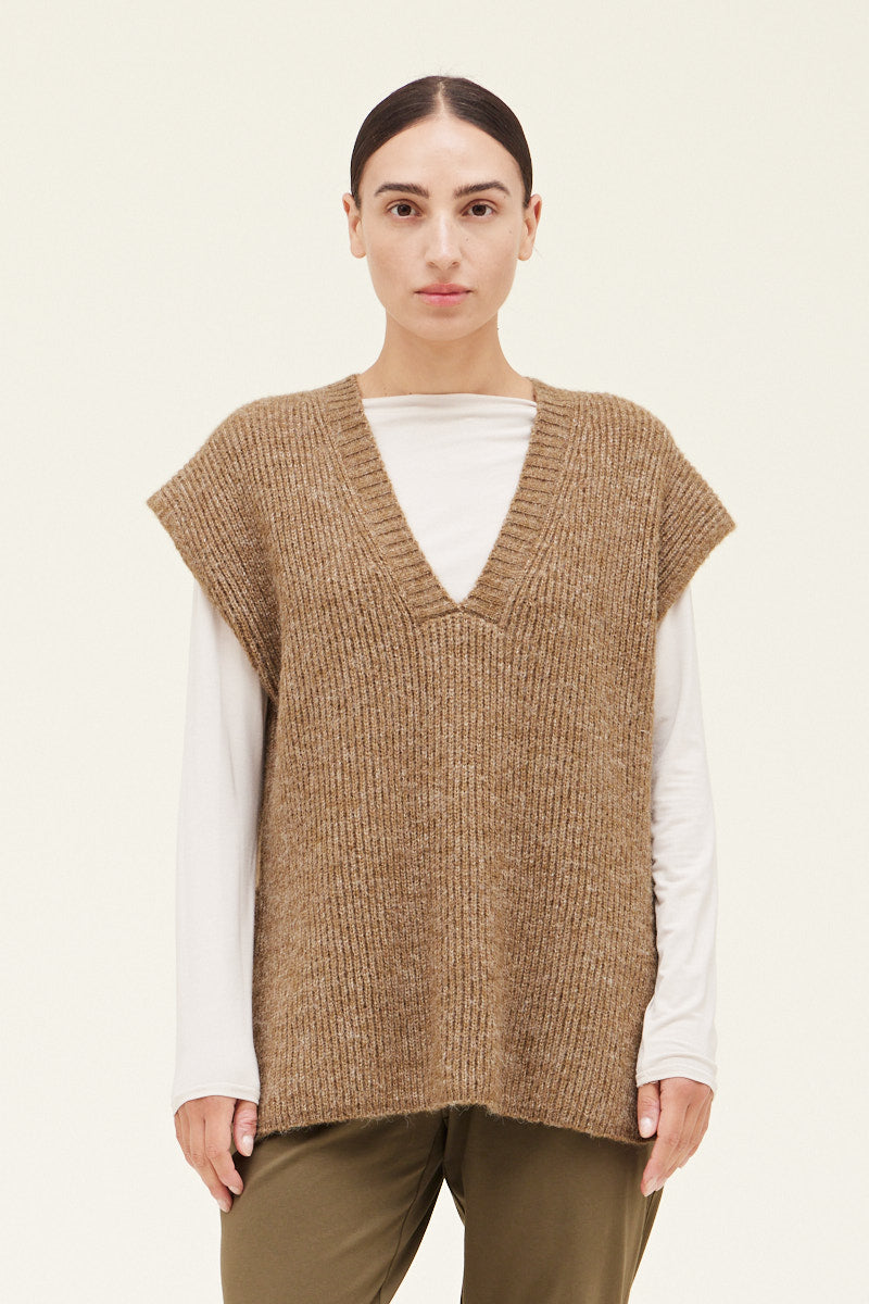 Anyday V-Neck Sweater Top - Brown Moss