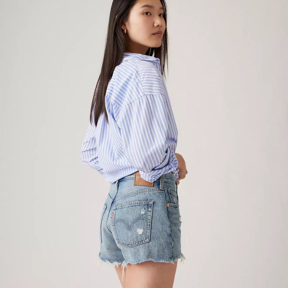 Shop women's denim shorts for summer at Harbour Thread boutique in Burlington, VT! New arrivals include the Levi's 501 Original Fit High Rise Women's Shorts in the medium wash Vague Finish