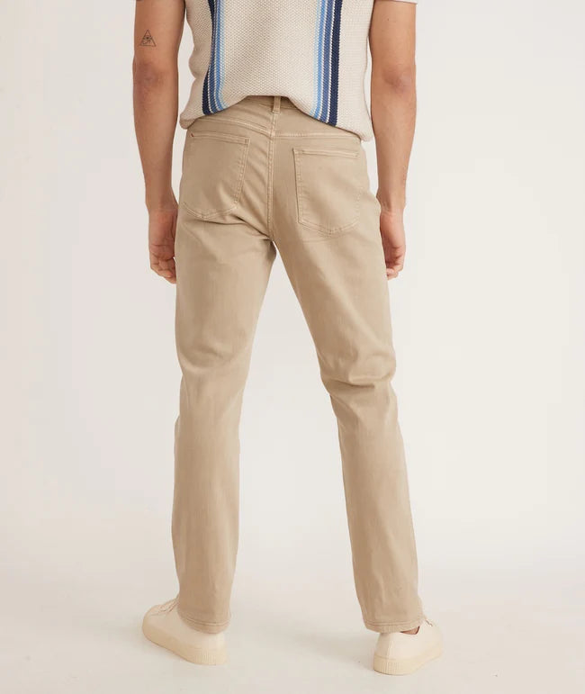 Back view of Marine Layer's 5 Pocket Twill Pant Athletic Fit in the color Khaki