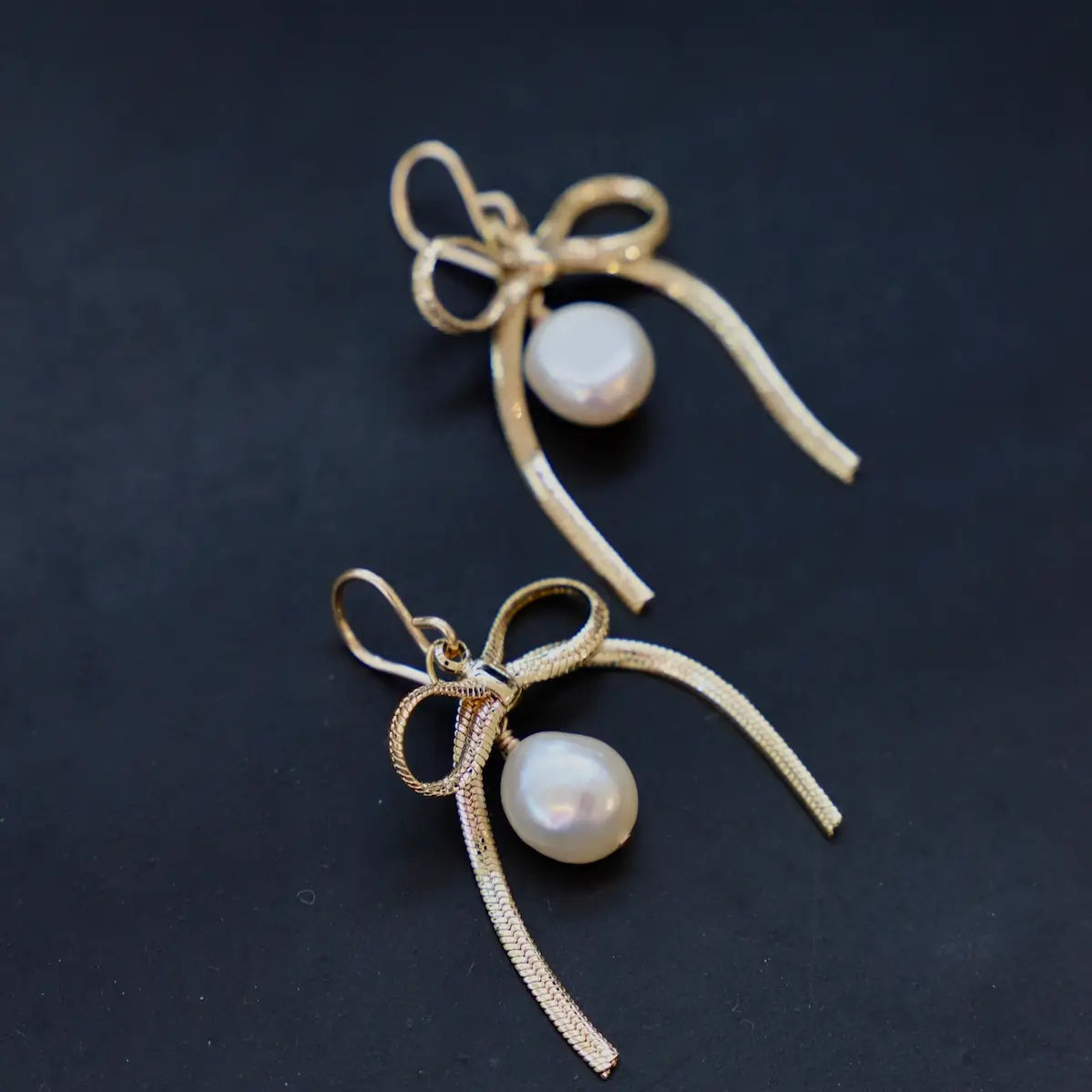 Shop the Sloane Ribbon and Pearl Earrings by Katie Waltman Jewelry at Harbour Thread boutique in Burlington, VT. 