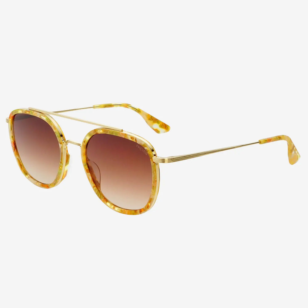 The FREYRS Weston Acetate Round Unisex Sunglasses in Yellow Tortoise