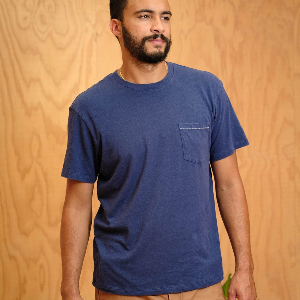 Mollusk Men's Hemp Pocket Tee in Indigo