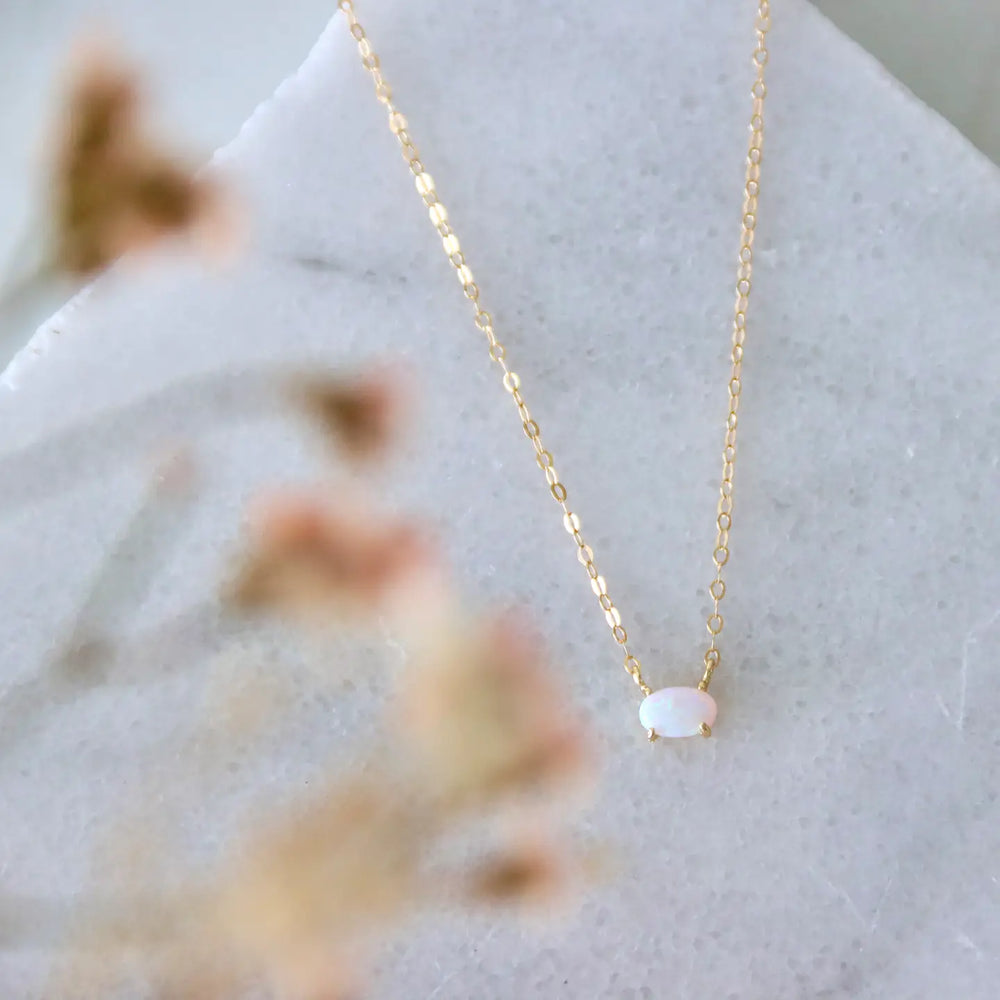 The Mesa Blue Mini Oval Opal Necklace