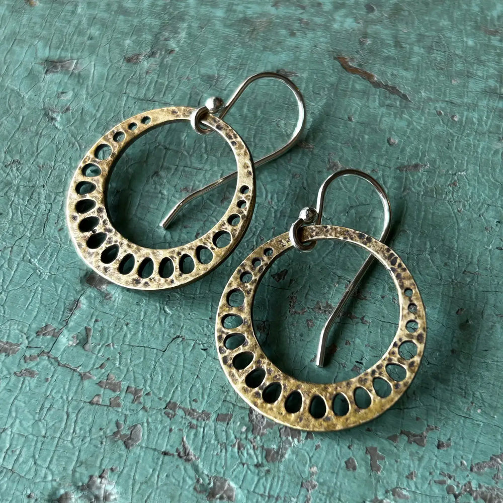 The Tiny Brass Lotus Root Earrings by Jennifer Kahn Jewelry