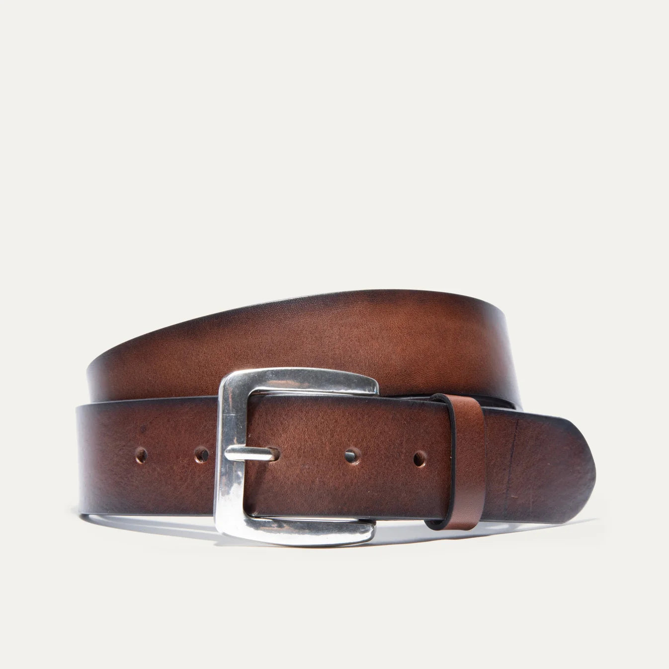 Will Leather Goods Burnished Edge Belt in Dark Brown Leather, available now at Harbour Thread men's store