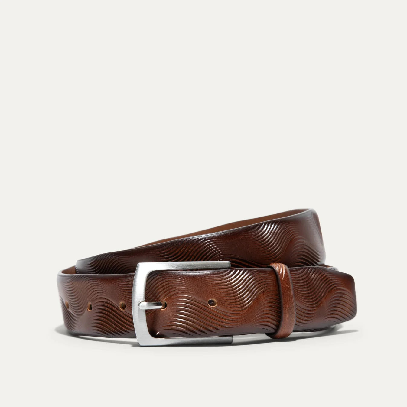 Will Leather Goods Wave Embossed Belt in Cognac, available now at Harbour Thread men's store