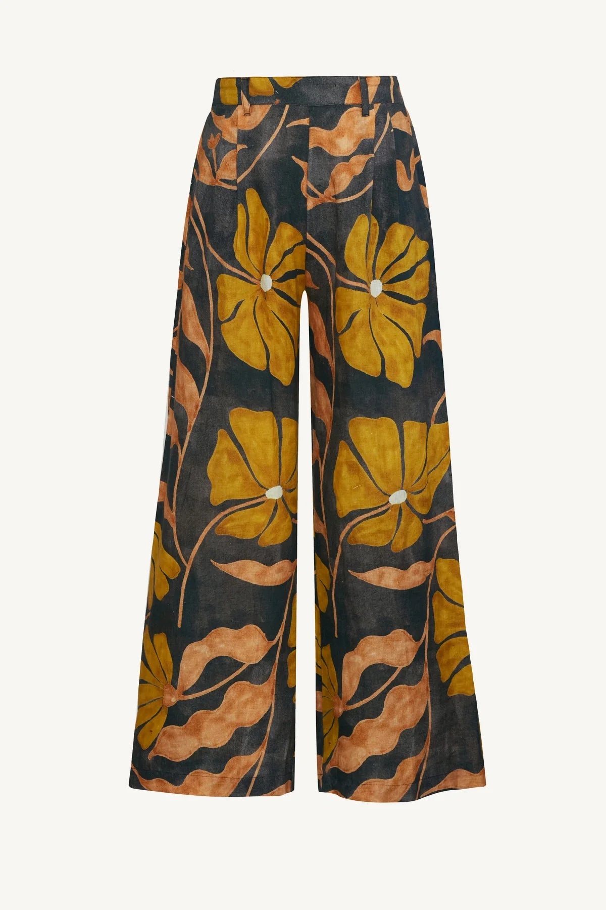 Bold floral print wide leg pants
