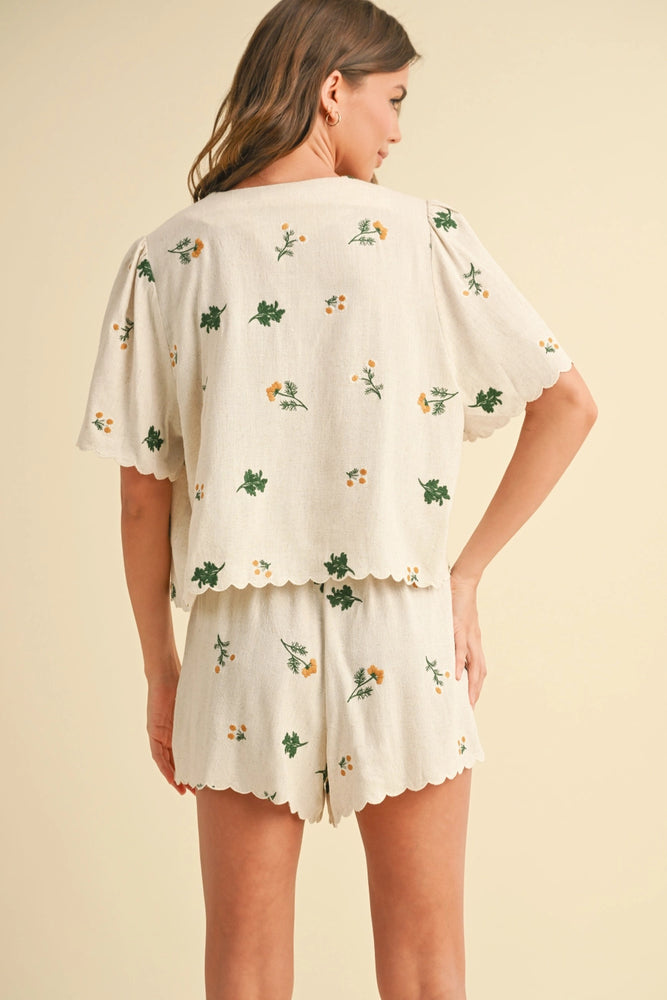
                      
                        These floral shorts at Harbour Thread boutique have a comfortable, relaxed fit with a scalloped hem for feminine charm.
                      
                    