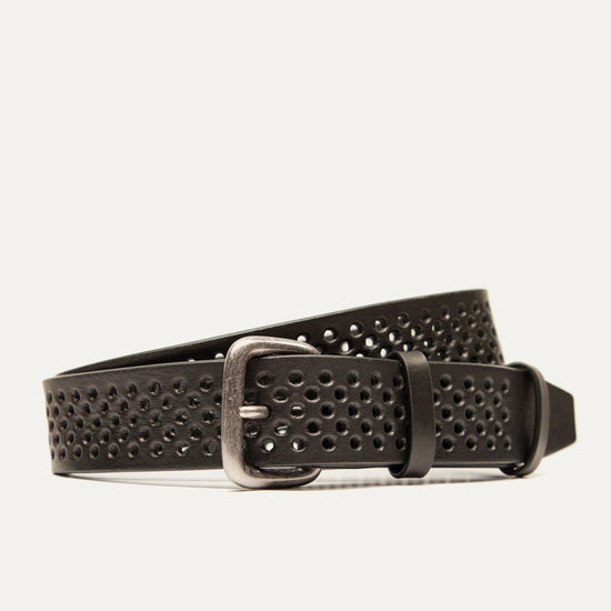 Will Leather Goods Perforated Jean Belt - Black