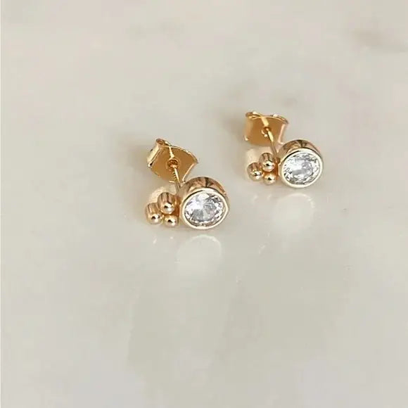 Gold plated brass featuring clear CZ stones