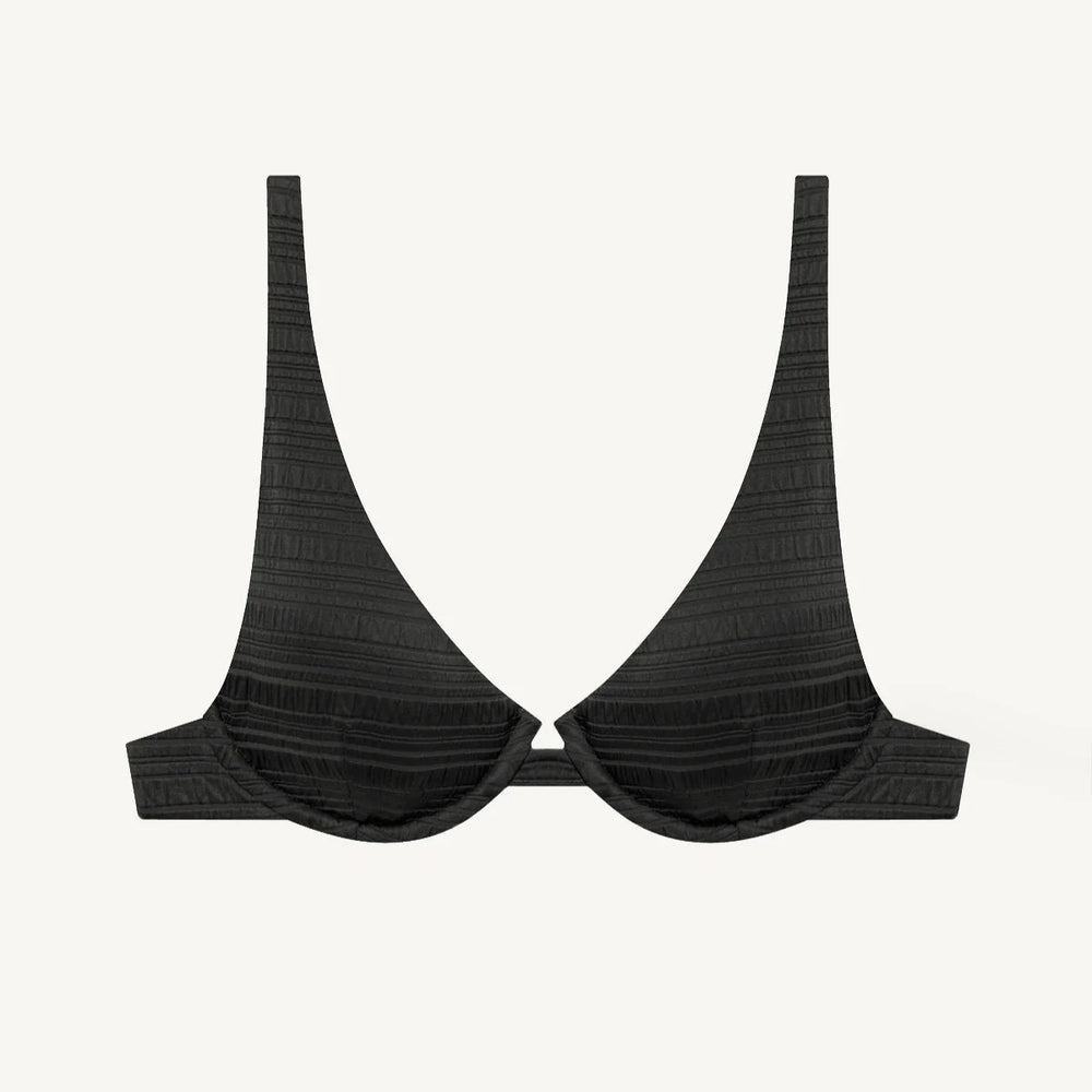 
                      
                        Vitamin A Black Seersucker Stripe bikini top
                      
                    