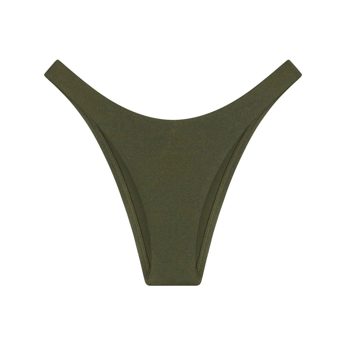Vitamin A California High Leg Bikini Bottom in Olive EcoShimmer
