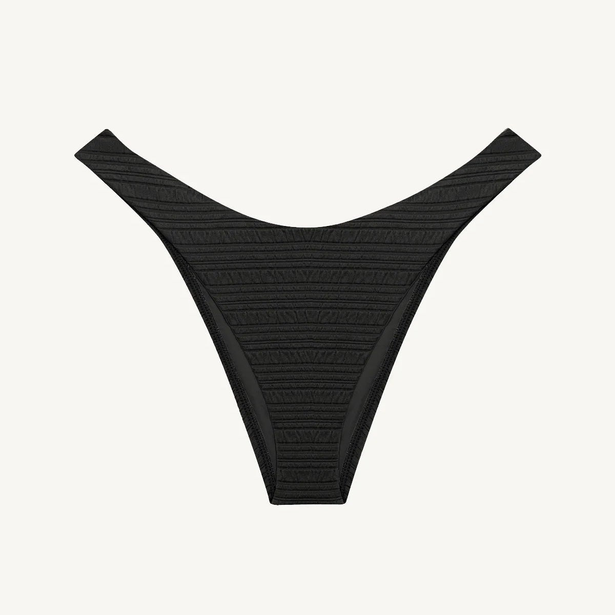 Vitamin A California High Leg Bottom in Black Seersucker Stripe
