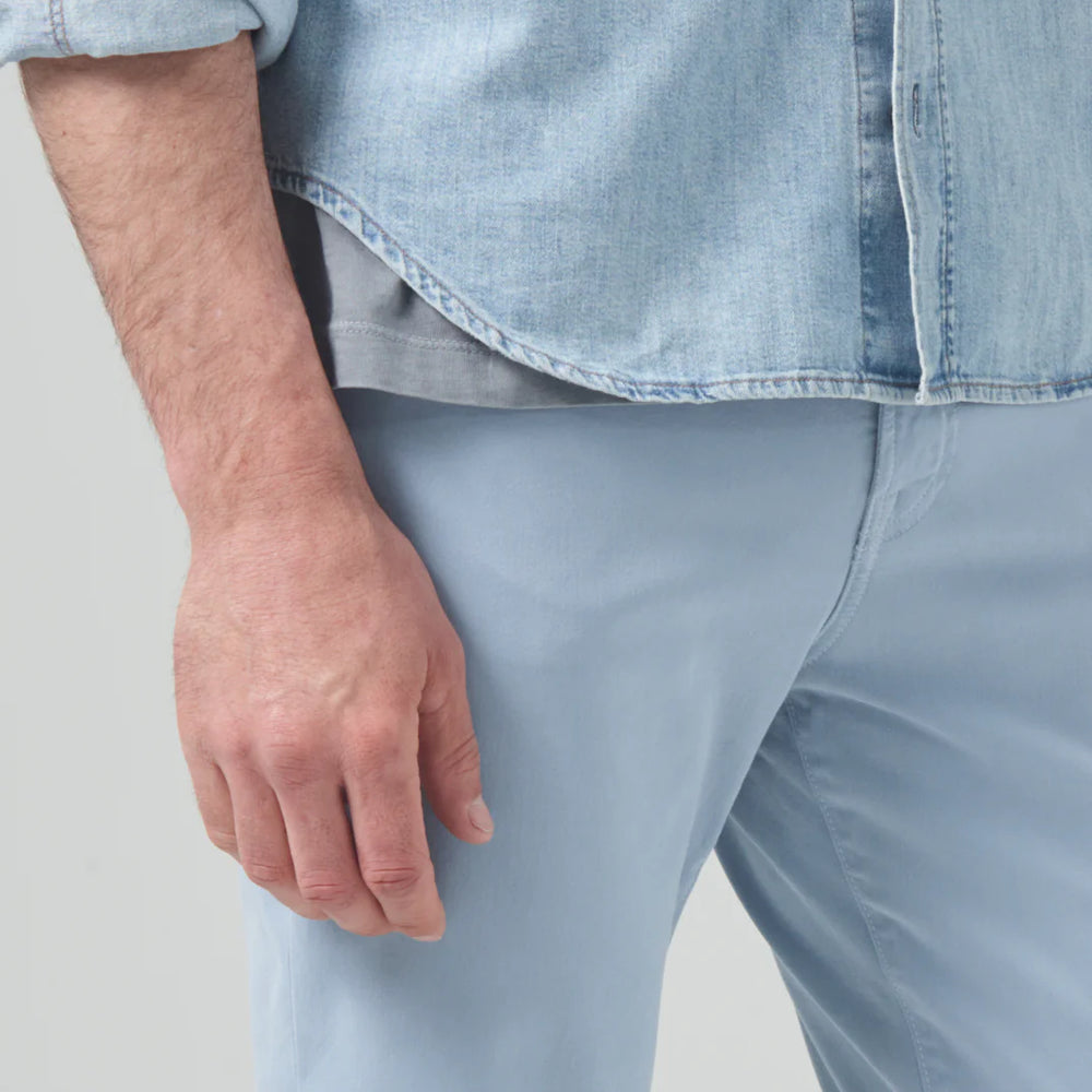 
                      
                        Front detail on the Citizens Of Humanity London Tapered Slim Stretch men's pant in the color Seagull
                      
                    