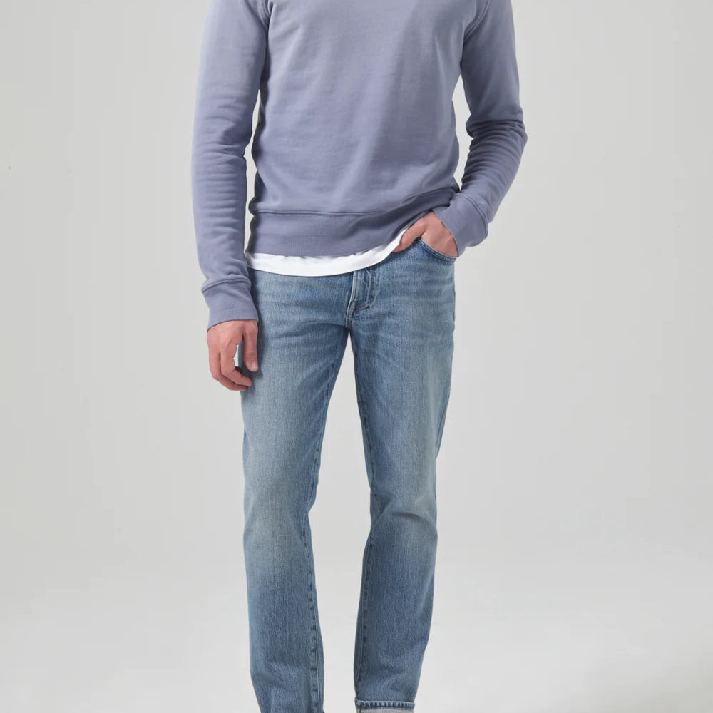 front view of the medium indigo Citizens Of Humanity Gage Slim Straight Archive Men's Jeans 