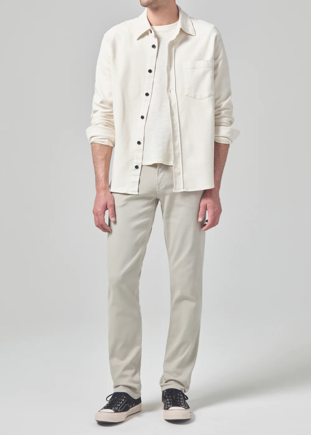 Front view of the Citizens Of Humanity Gage Slim Straight Soft Weft Men's Pant in the color Whey