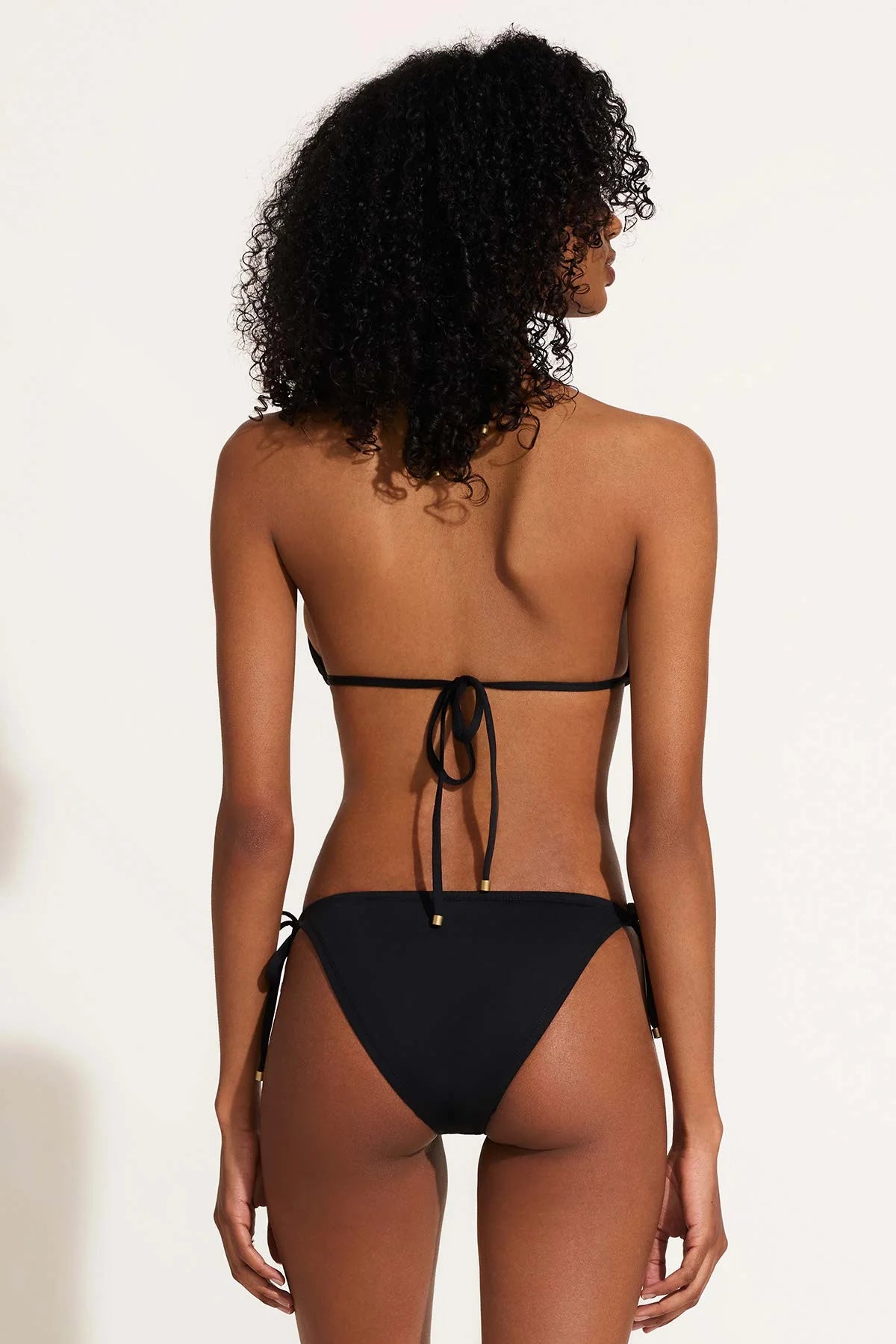 The black EcoLux Gia Triangle Bikini Top by Vitamin A 