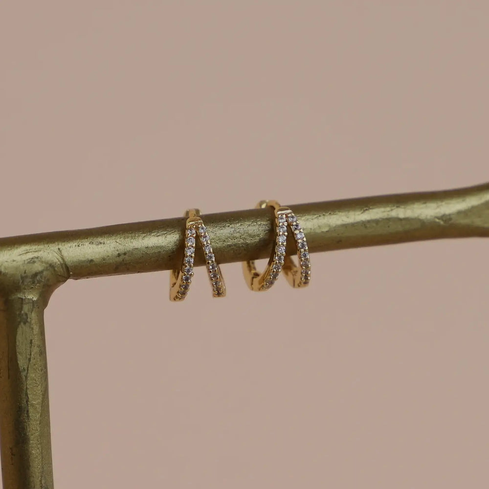 Katie Waltman Double CZ Huggie Hoops