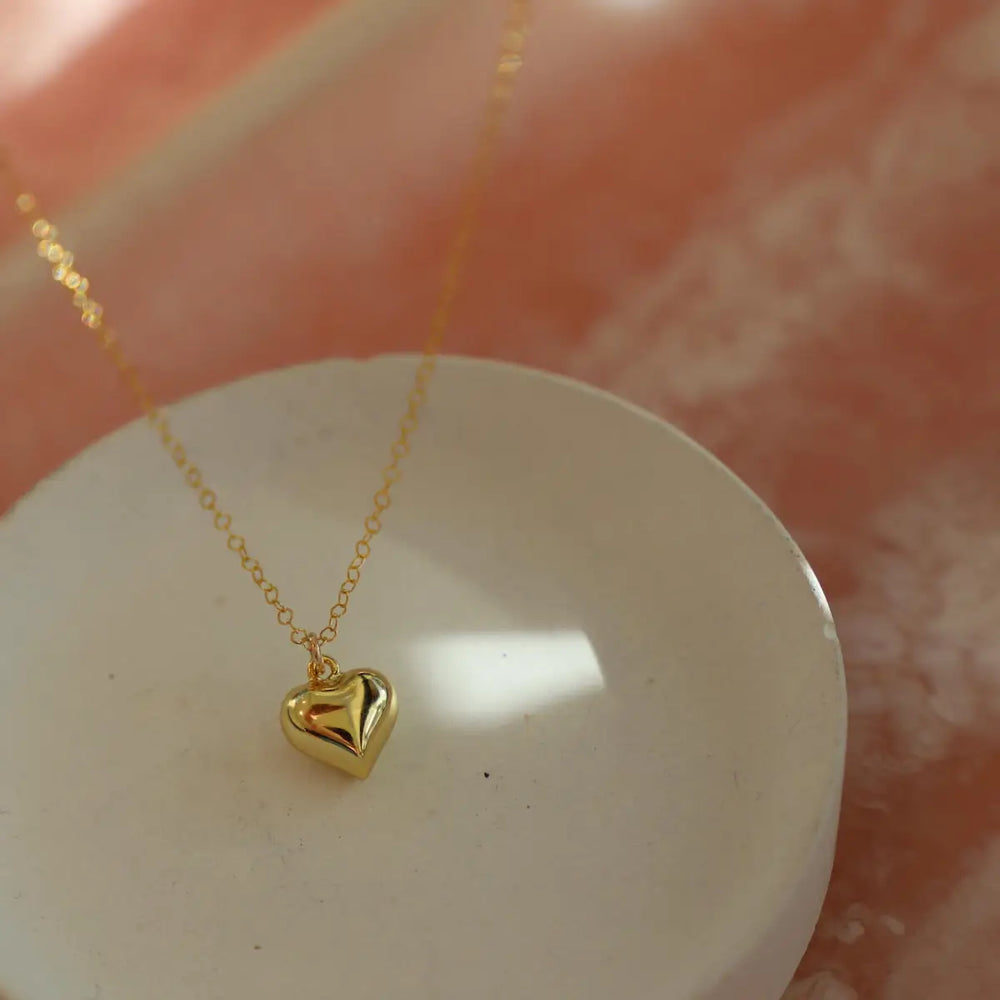 Find the Gold Clara Puff Heart Necklace by Katie Waltman Jewelry at Harbour Thread