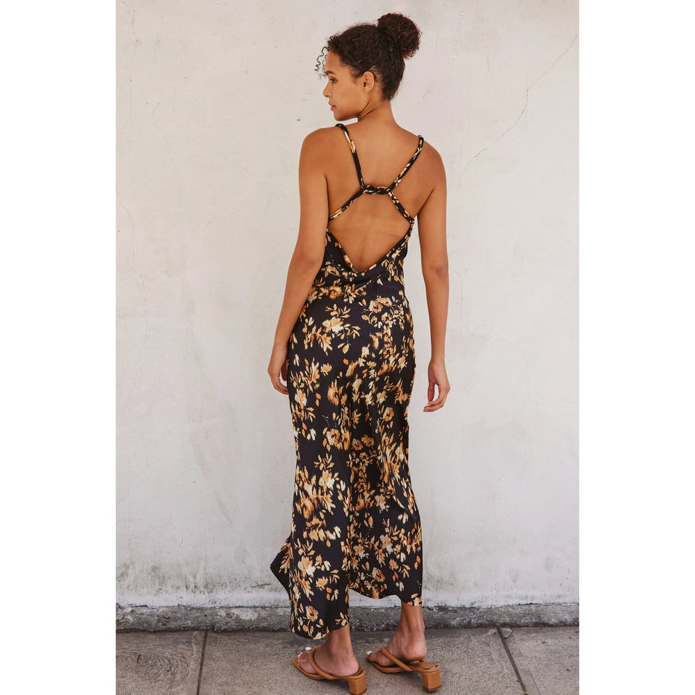 
                      
                        Floral print dress with crossback straps
                      
                    