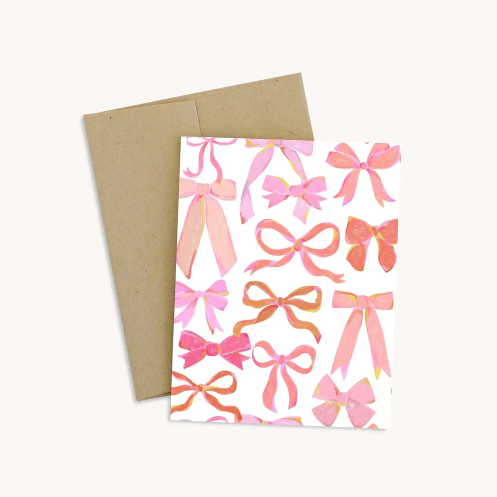 The Pink Bows Greeting Card by Elyse Breanne Design