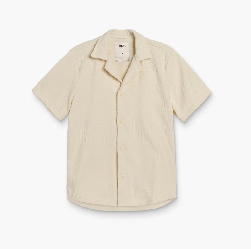 Elevate your summer style with the OAS Cream Golconda Cuba Terry Shirt, now available at Harbour Thread men's store in Burlington, VT. 