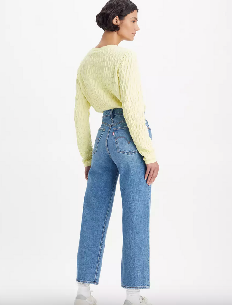 Back view of the Dance Around Medium Wash Ribcage Straight Ankle Women's Jeans by Levi’s