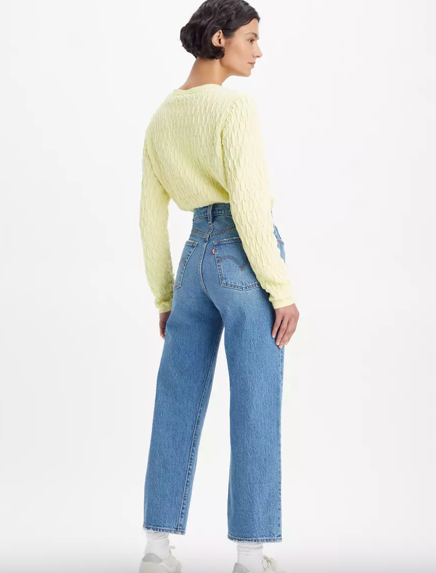 Back view of the Dance Around Medium Wash Ribcage Straight Ankle Women's Jeans by Levi’s