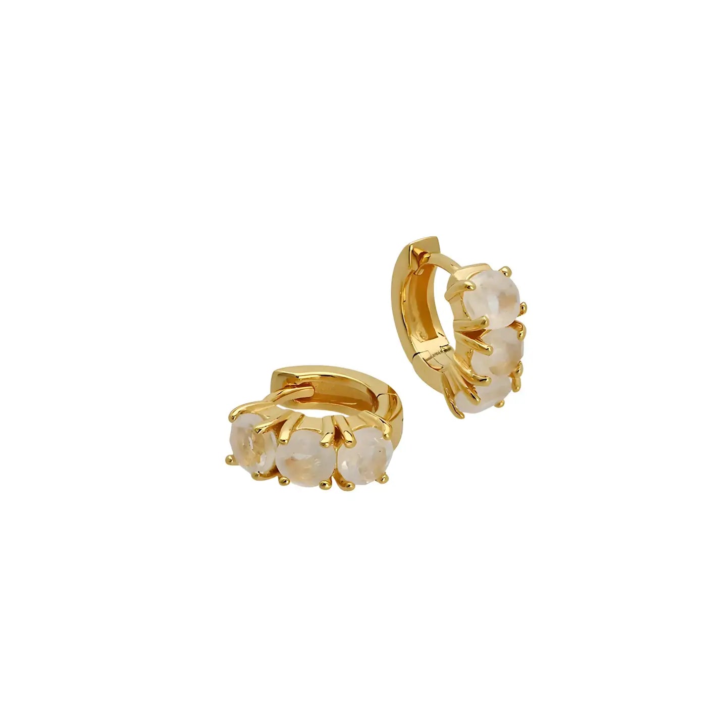 The Land Of Salt Moonstone Trio Huggie Hoop Earrings