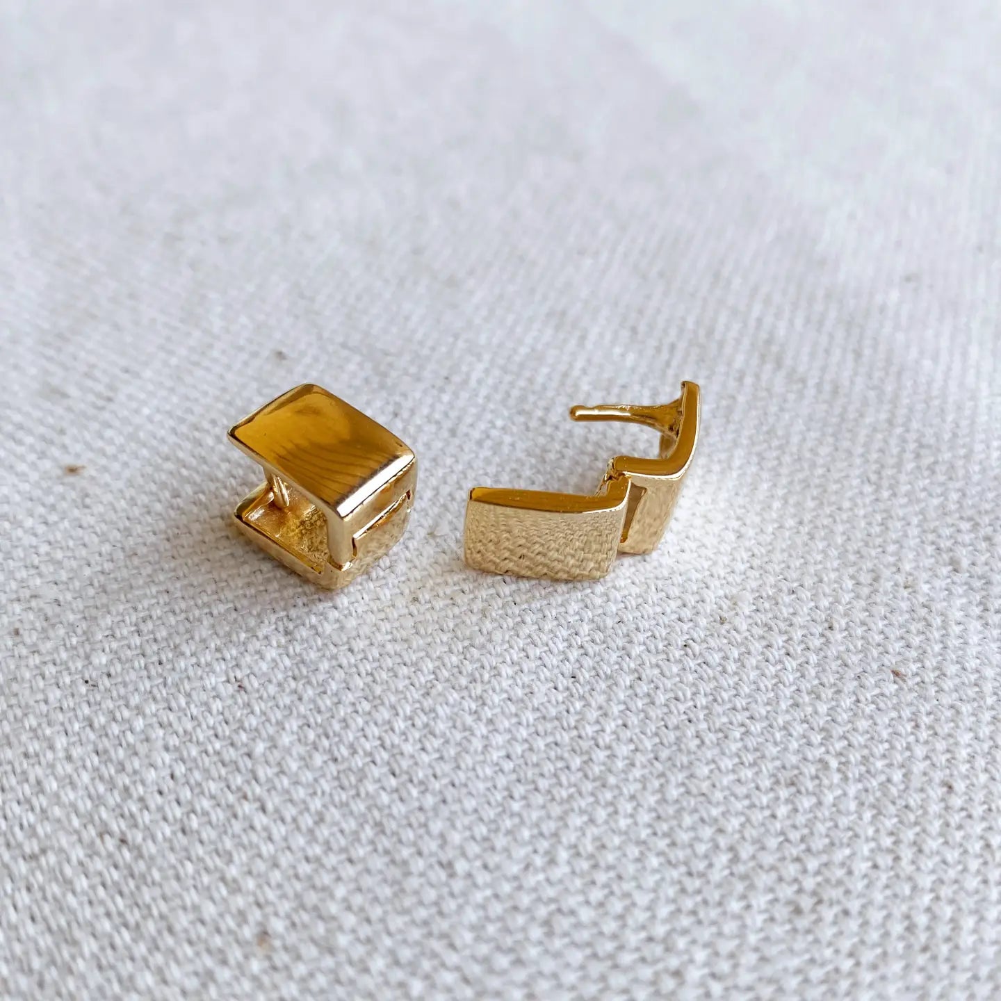 square gold filled clicker earrings