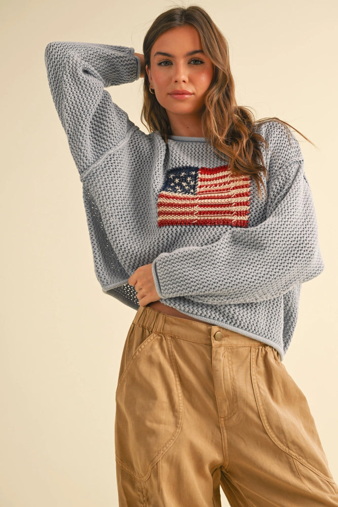 Shop the Flag Knit Sweater Top at Harbour Thread for a classic warm-weather layer. 