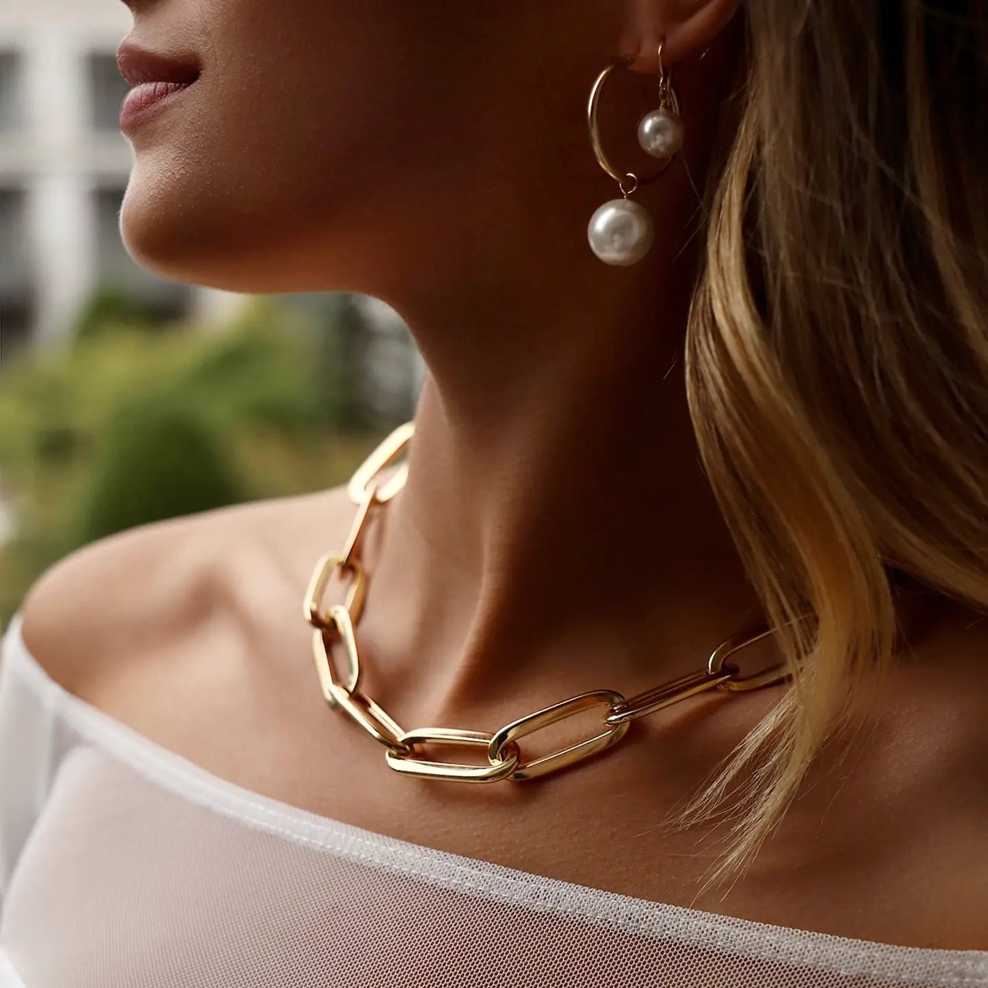 The Katie Waltman Jewelry Oversized Audrey Pearl Hoops