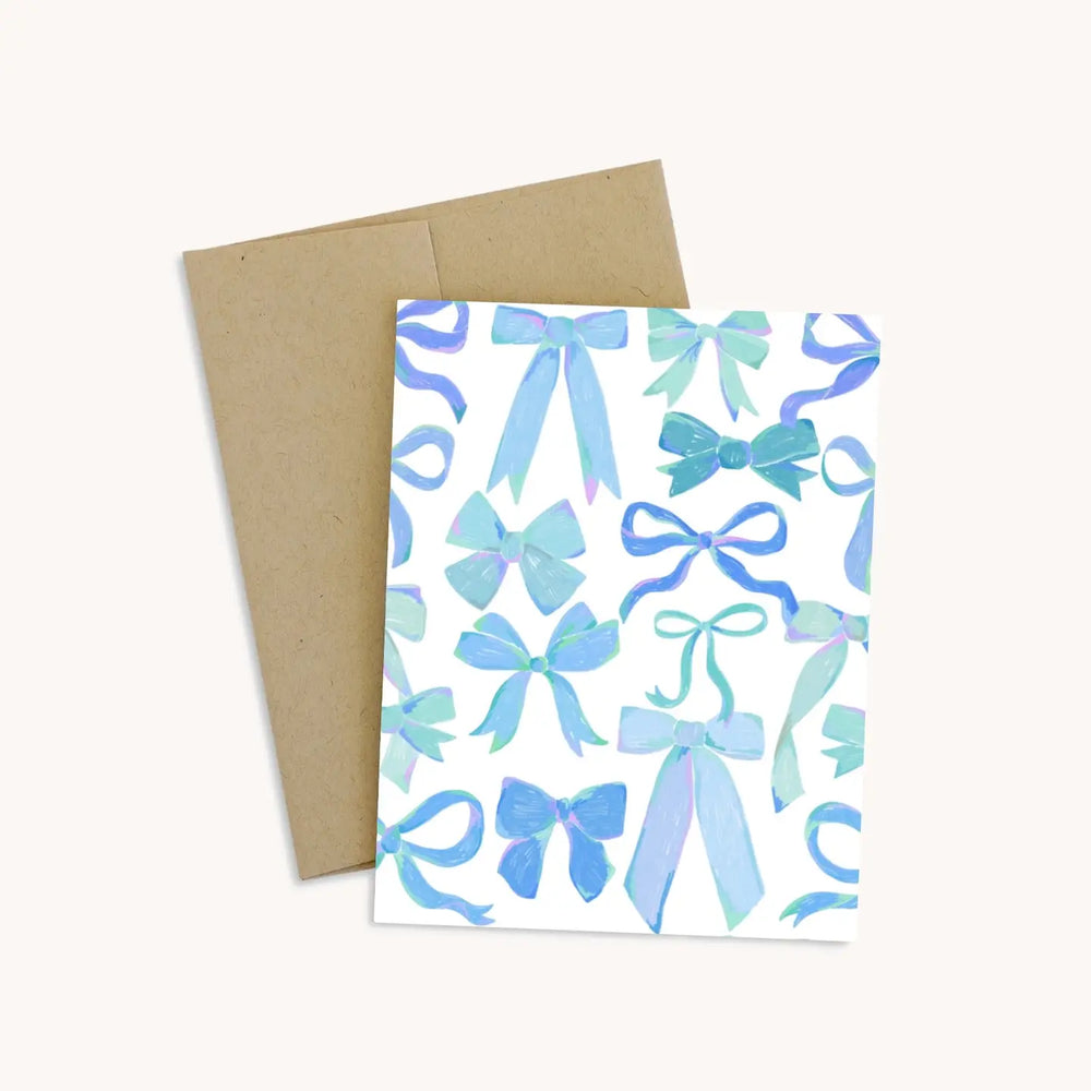 The Blue Bows Greeting Card by Elyse Breanne Design