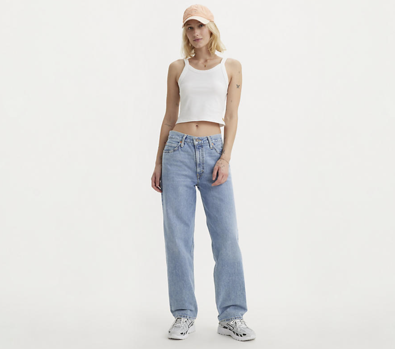 Levi's women's Dad Jean is available to shop at Harbour Thread in the worn in light wash Far And Wide. 