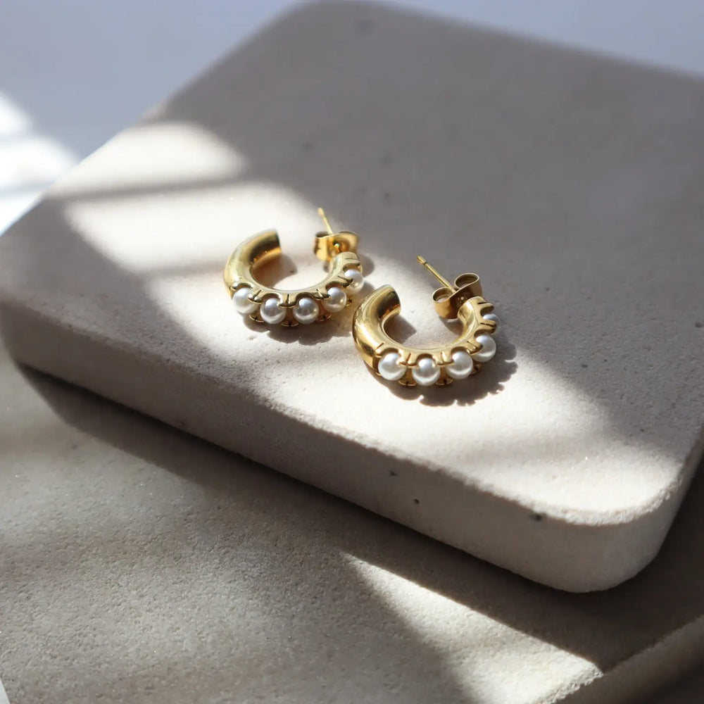 The Nori Pearl Hoop Earrings by Jessa Jewelry at Harbour Thread