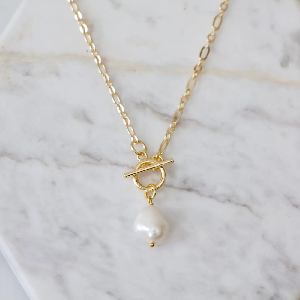 The White Pearl Toggle Necklace by Mesa Blue