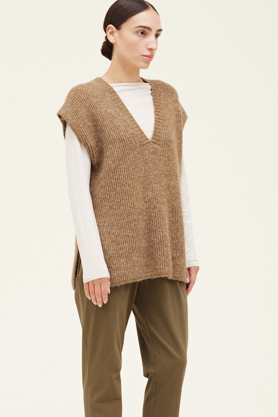 Anyday V-Neck Sweater Top - Brown Moss