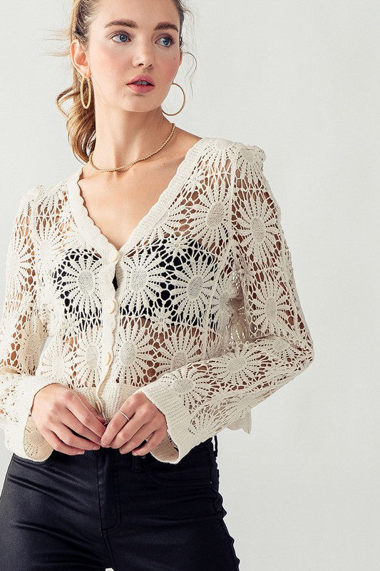 Floral crochet cardigan