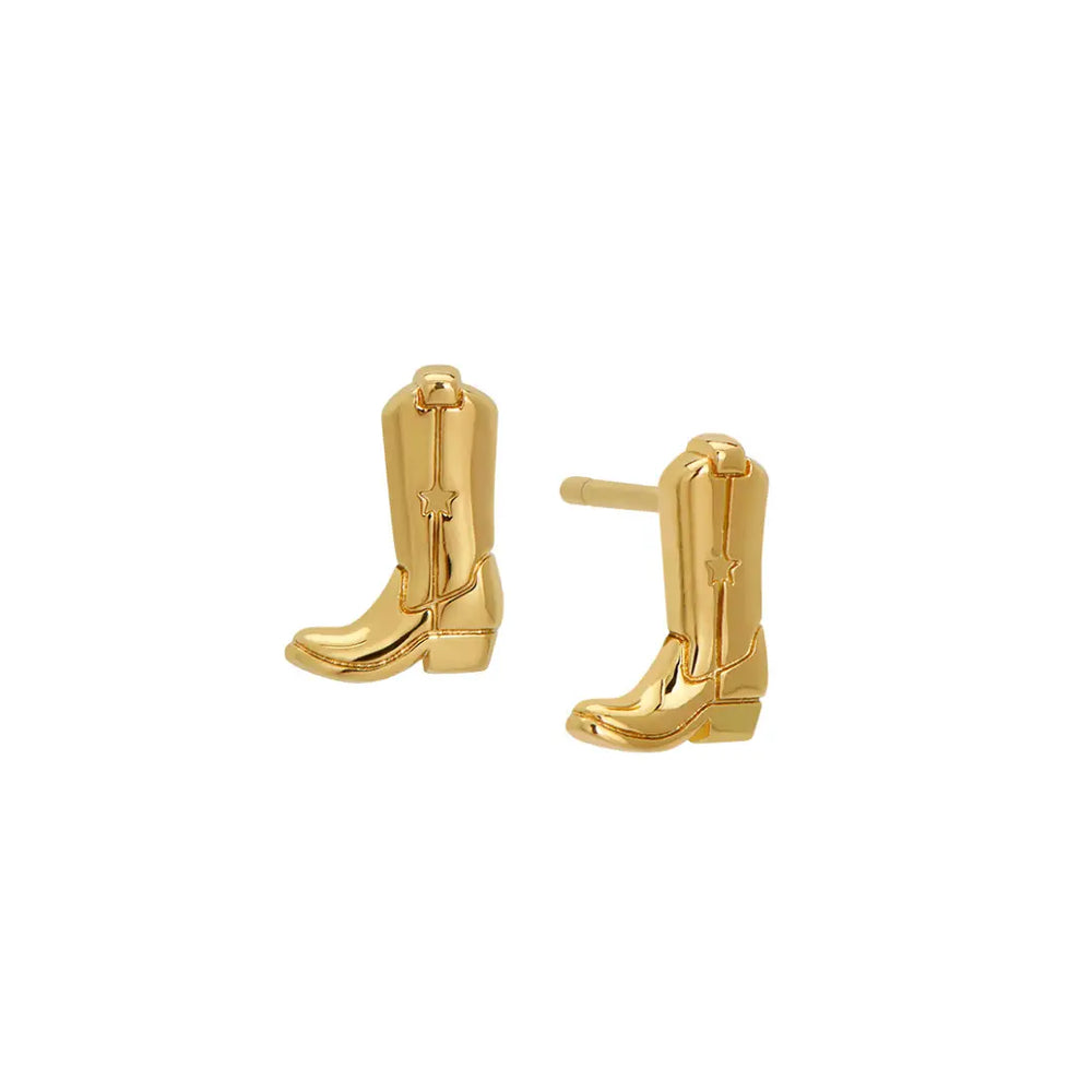 The Gold Cowgirl Boot Stud Earrings by The Land Of Salt at Harbour Thread