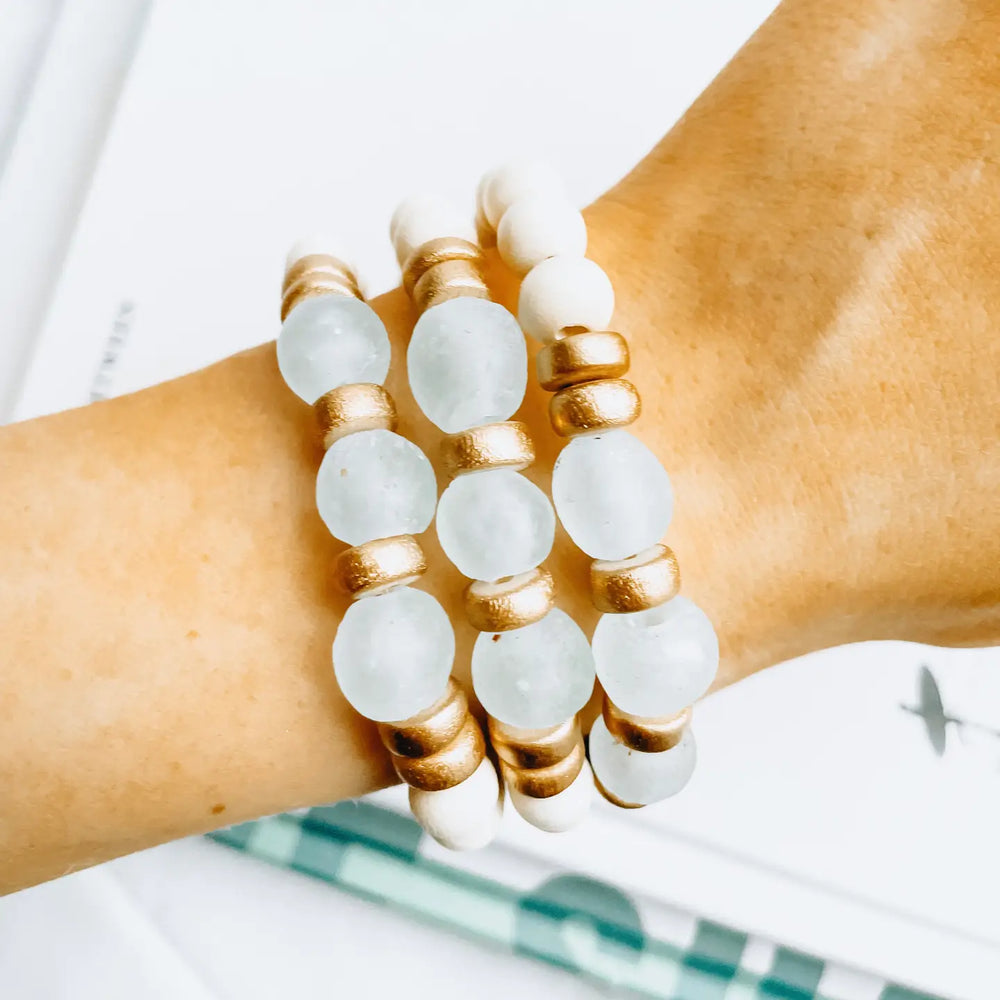 The Light Blue Recycled Sea Glass Bracelet from Forever Faye.