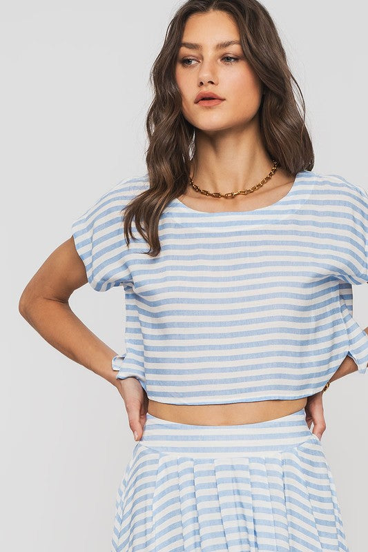 Enjoy light and breezy summer style with this airy striped crop top, now available at Harbour Thread women's boutique in Burlington, VT. 