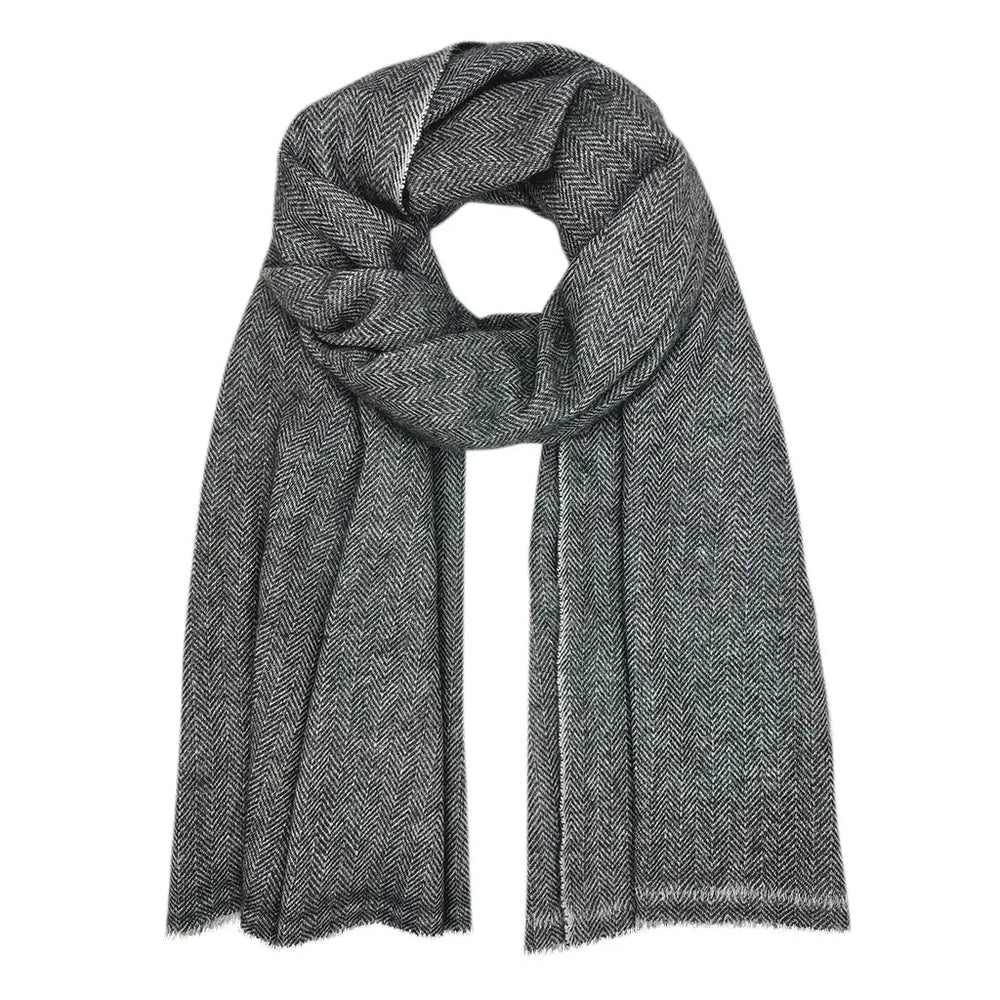 Slate + Salt Herringbone Handloom Cashmere Scarf