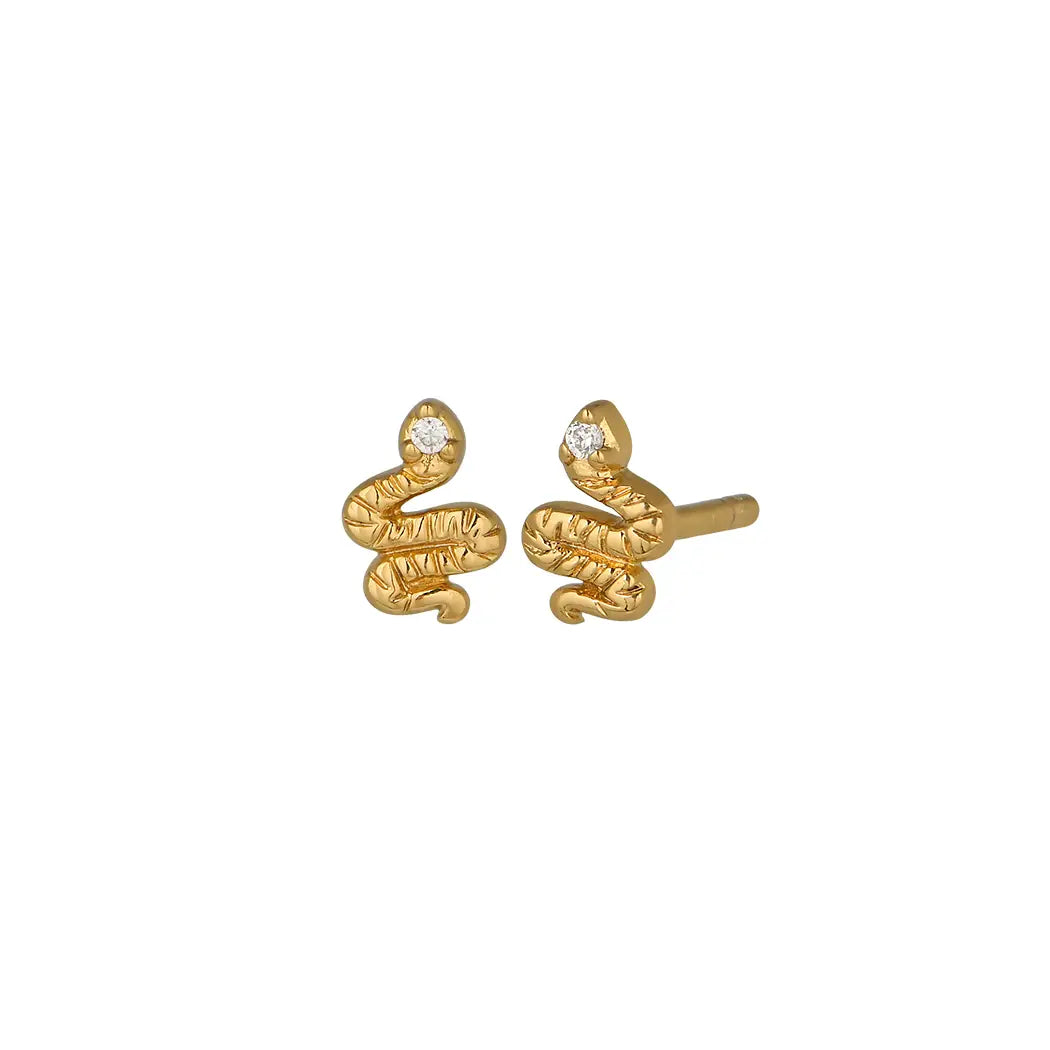 The The Land Of Salt Snake Stud Earrings in Gold