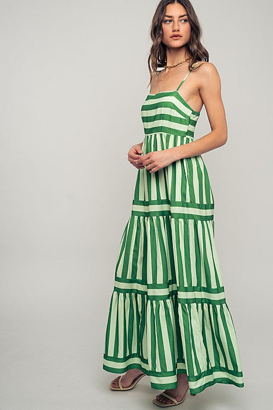green striped maxi dress