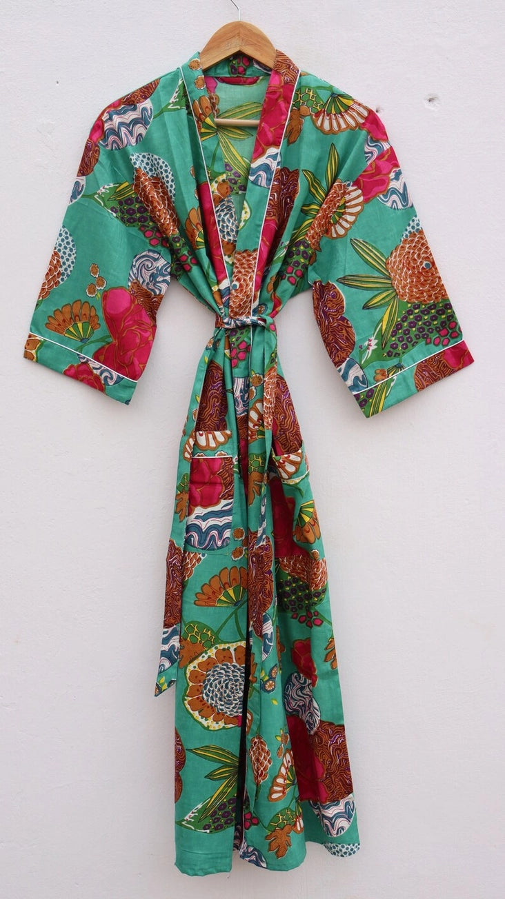 Beauty Floral Print Kimono Robe