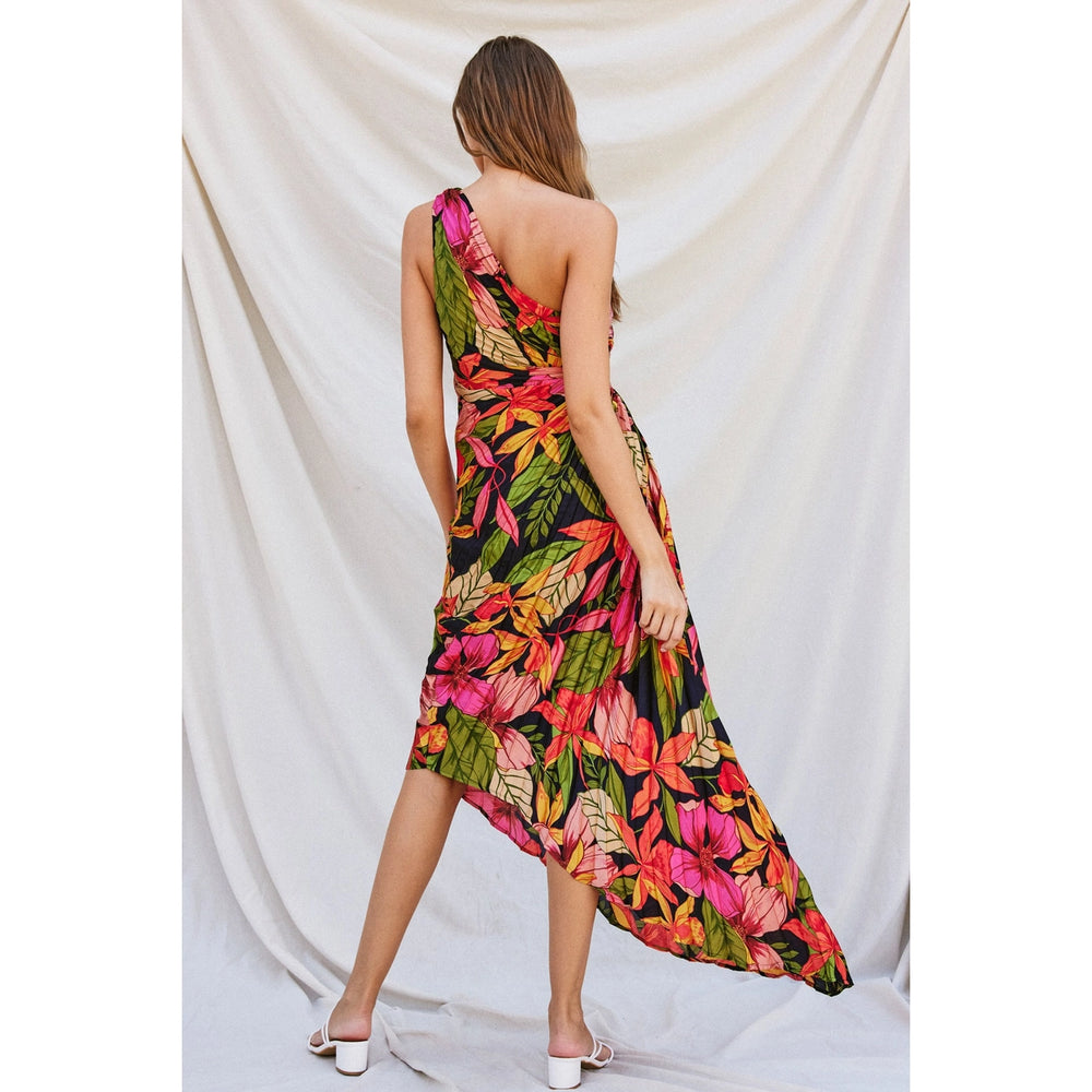 
                      
                        Flowy pleated colorful floral dress
                      
                    