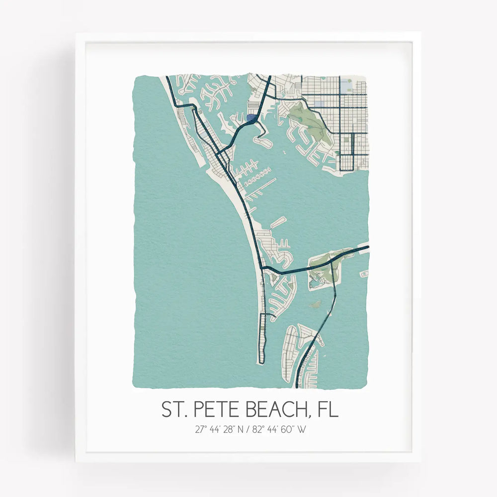 
                      
                        The St. Pete Beach Florida Map 8x10 Prints in the color beige
                      
                    