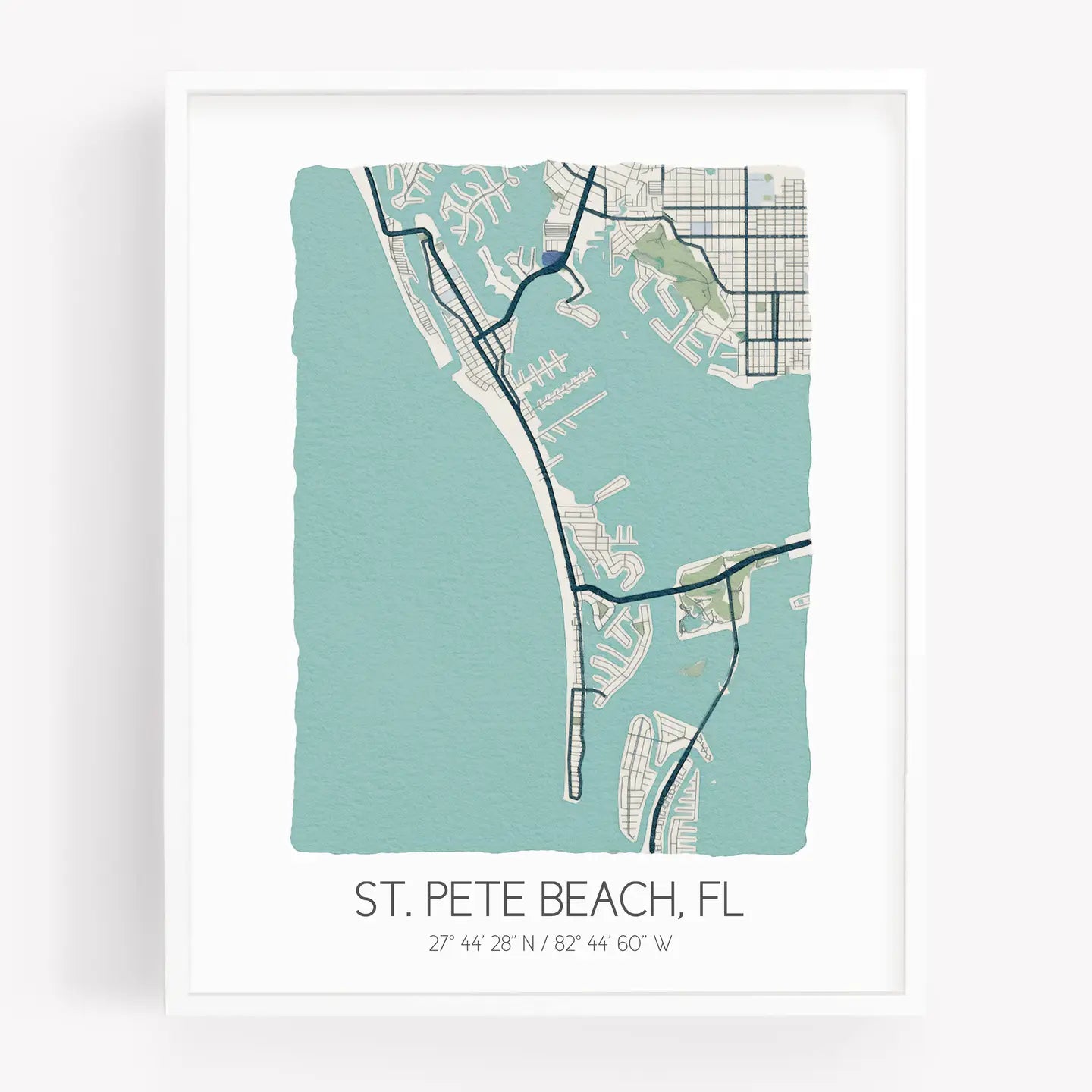 The St. Pete Beach Florida Map 8x10 Prints in the color beige